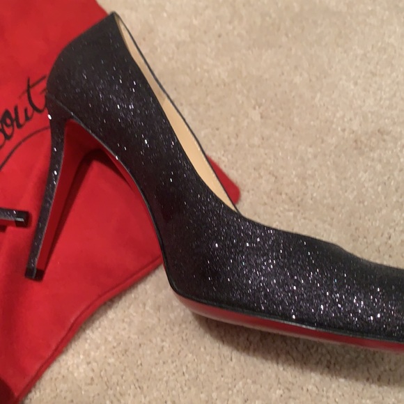 Christian Louboutin Glitter Simple Pumps Black 85mm - Picture 11 of 14